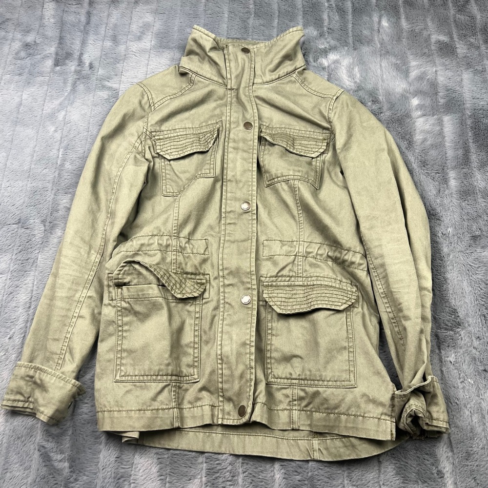 Hollister Womens Small Olive Green Utility Field Jacket Cotton Twill Full Zip S